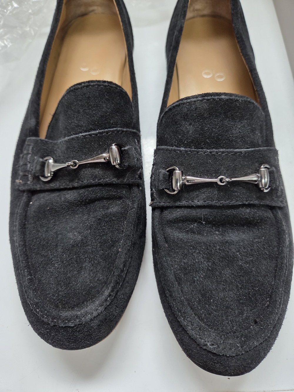 Franco Sarto Black Suede Horsebit Loafers